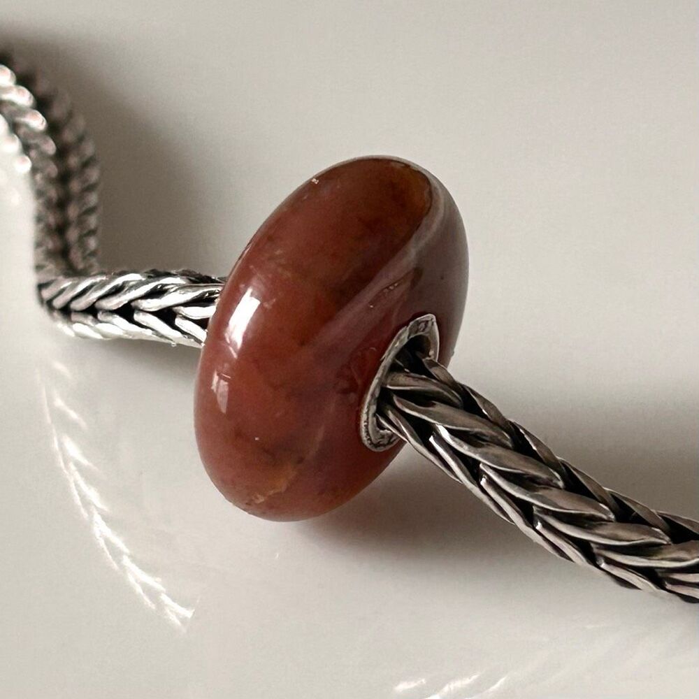 TROLLBEADS Fantasy Jasper | Dark Pink & hint of Green LAA 925S NEW! w Inclusions
